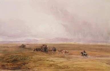 平野を横切る手荷物列車